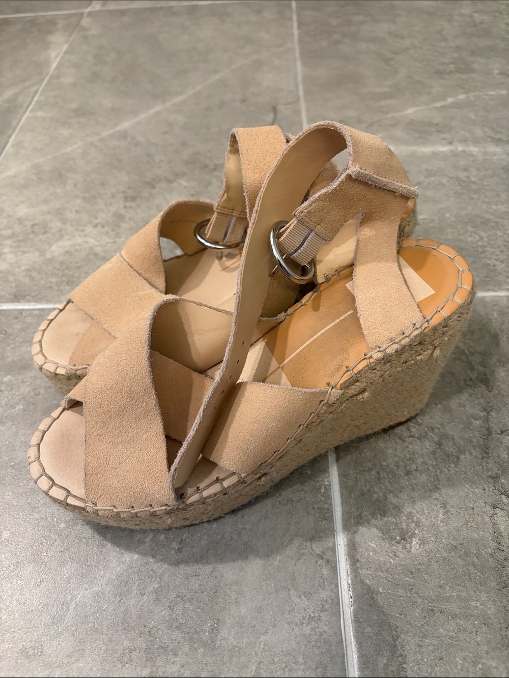 Women’s Tan Suede Wedge Sandals - Espadrille Style